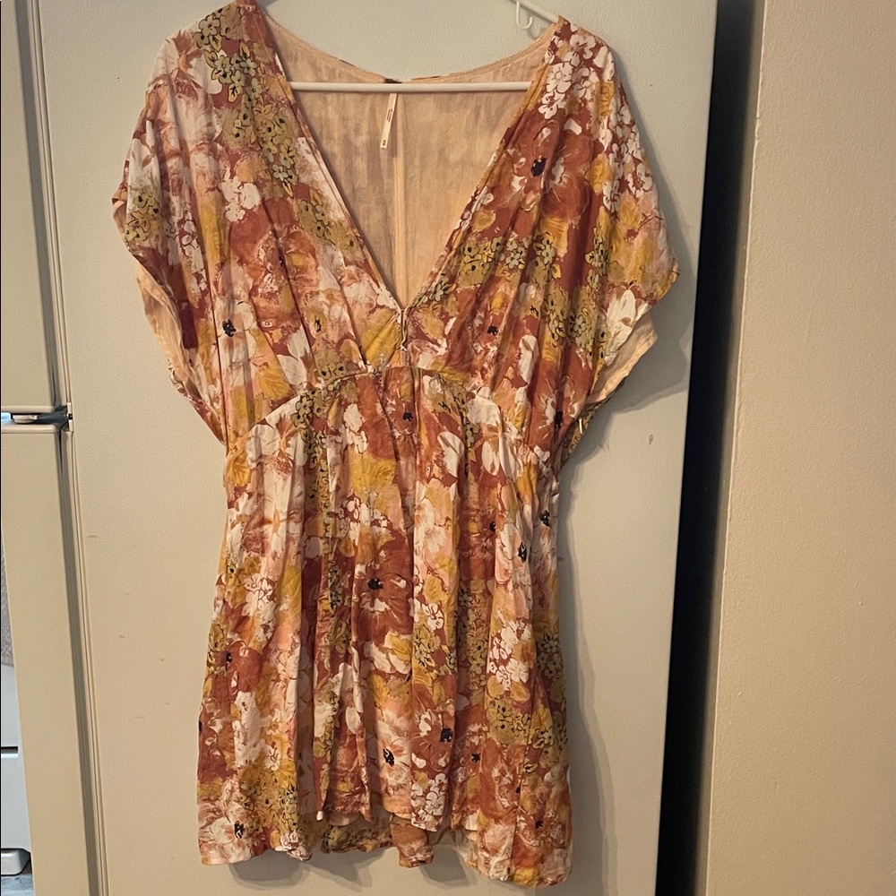 Free People‎ Medium Floral V-Neck Dress in Earthy Tones